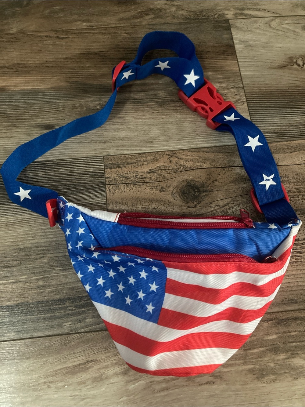 Tipsy Elves American Patriotic Fanny Pack Red White & Blue Adjustable Strap